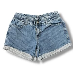 Cat and Jack Girls Denim Blue Jeans Shorts Elastic Waist Relaxed Fit Summer XL